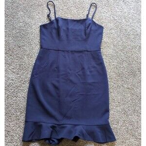 FRENCH CONNECTION Womens 10 Blue Spaghetti Strap Short Fit + Flare Dress
